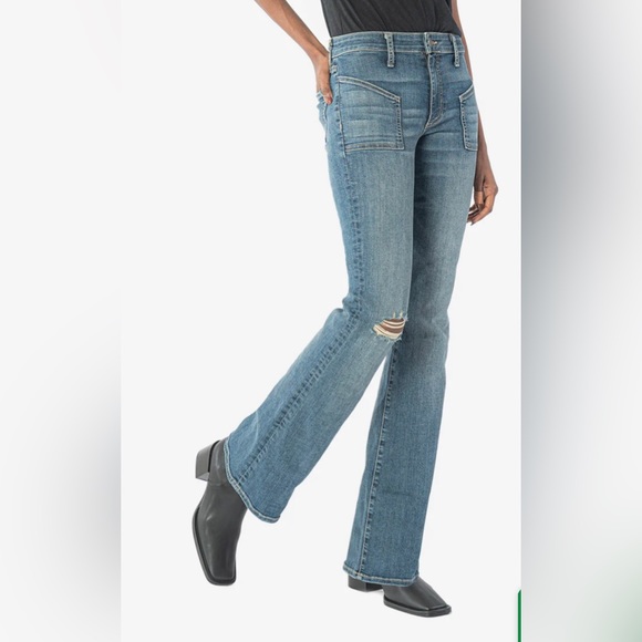 Kut From The Kloth Ana Mid Rise Flare Denim Jeans Size 00 - Picture 2 of 7